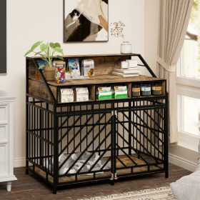 Furniture Dog Cage, Rustic Brown